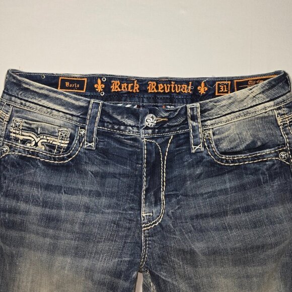 Rock Revival Women’s Jeans Boris Mid Rise Straight Size 31 (Actual 31x30) - Picture 3 of 12